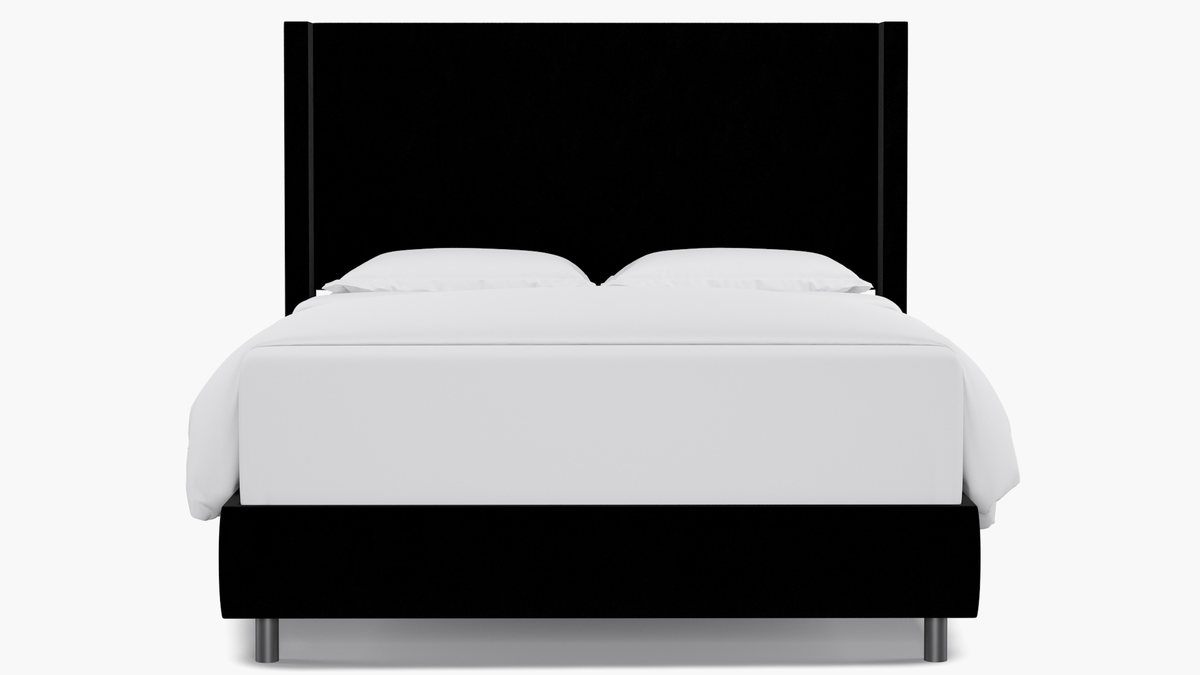 Nero Velvet Upholstered Custom Modern Wingback Bed Queen The Inside