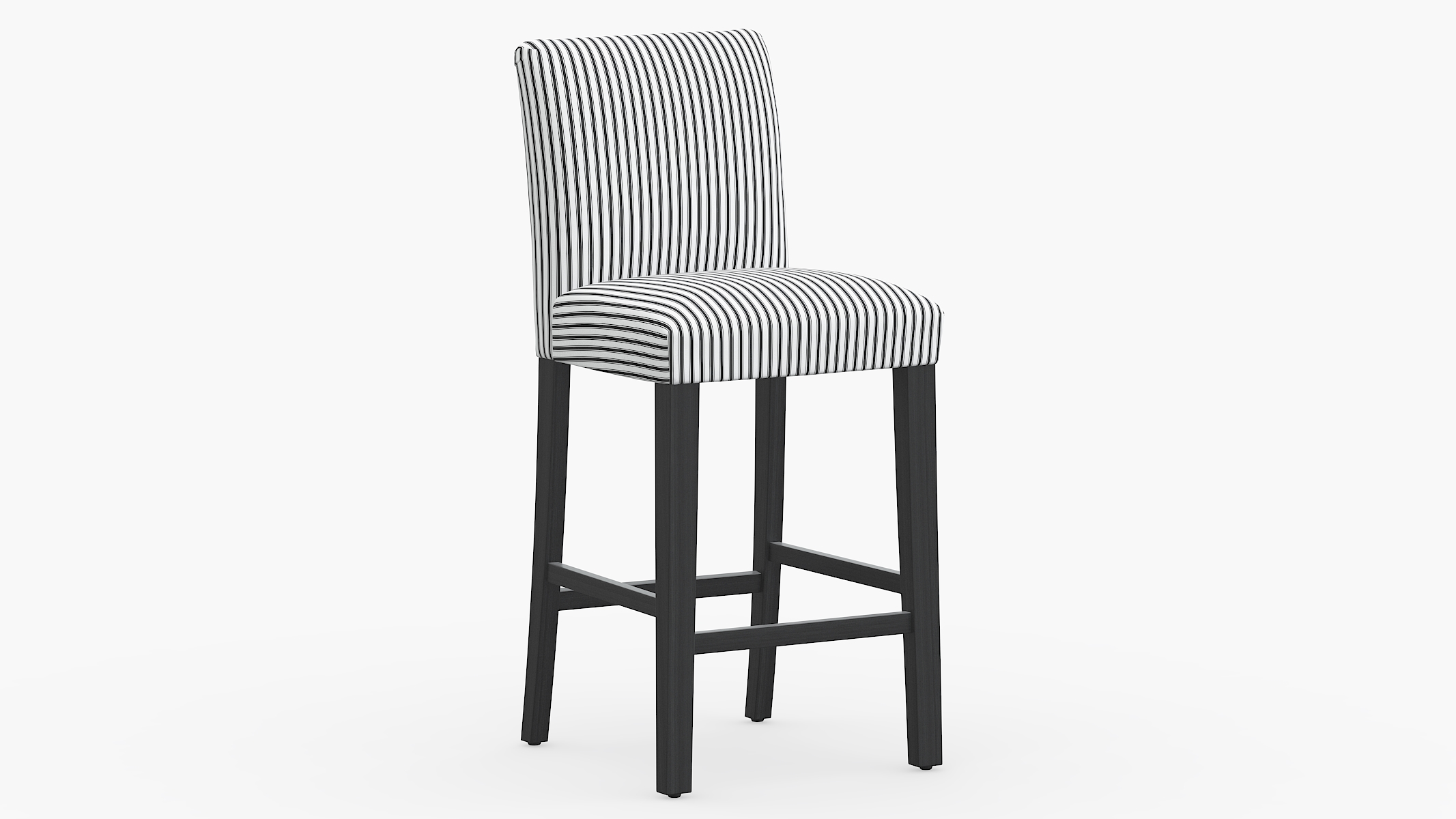 Black Classic Ticking Stripe Upholstered Custom Classic Dining Bar