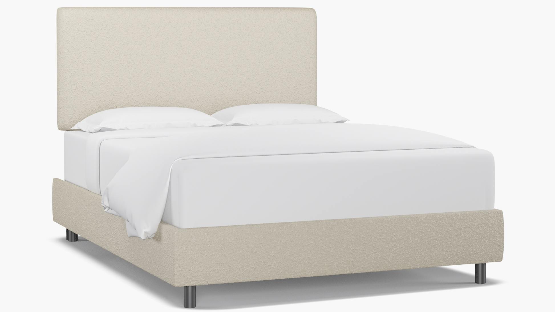 Snow Bouclé Upholstered Custom Square Back Bed Queen The Inside