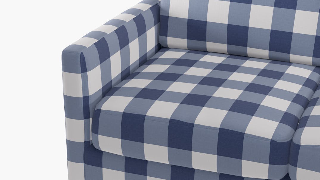 French Blue Check Upholstered Custom Modern Sofa The Inside Furniture