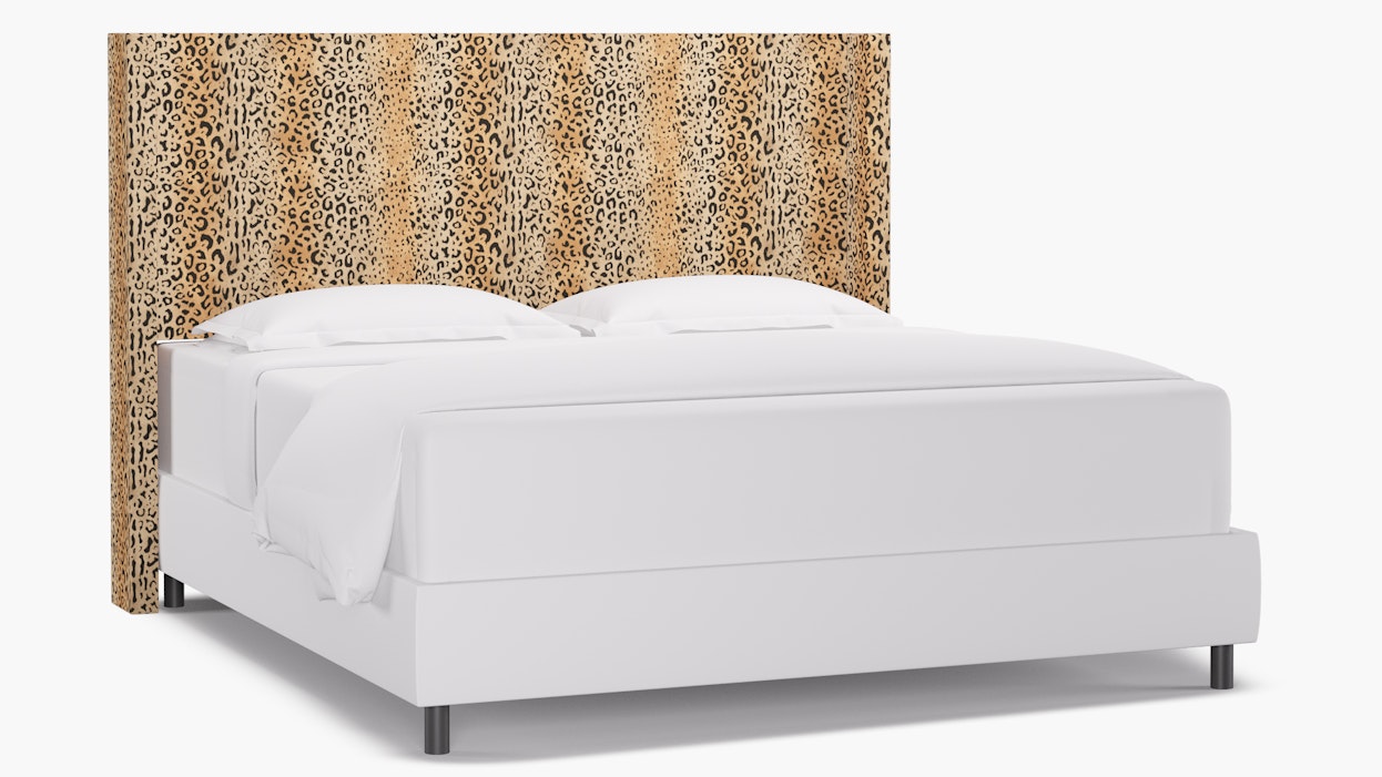 Leopard Upholstered Custom Modern Wingback Headboard King The