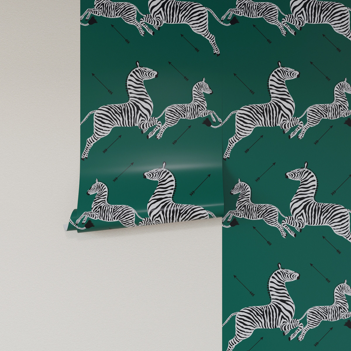 Emerald Zebra | Peel and Stick Wallpaper Roll | The Inside