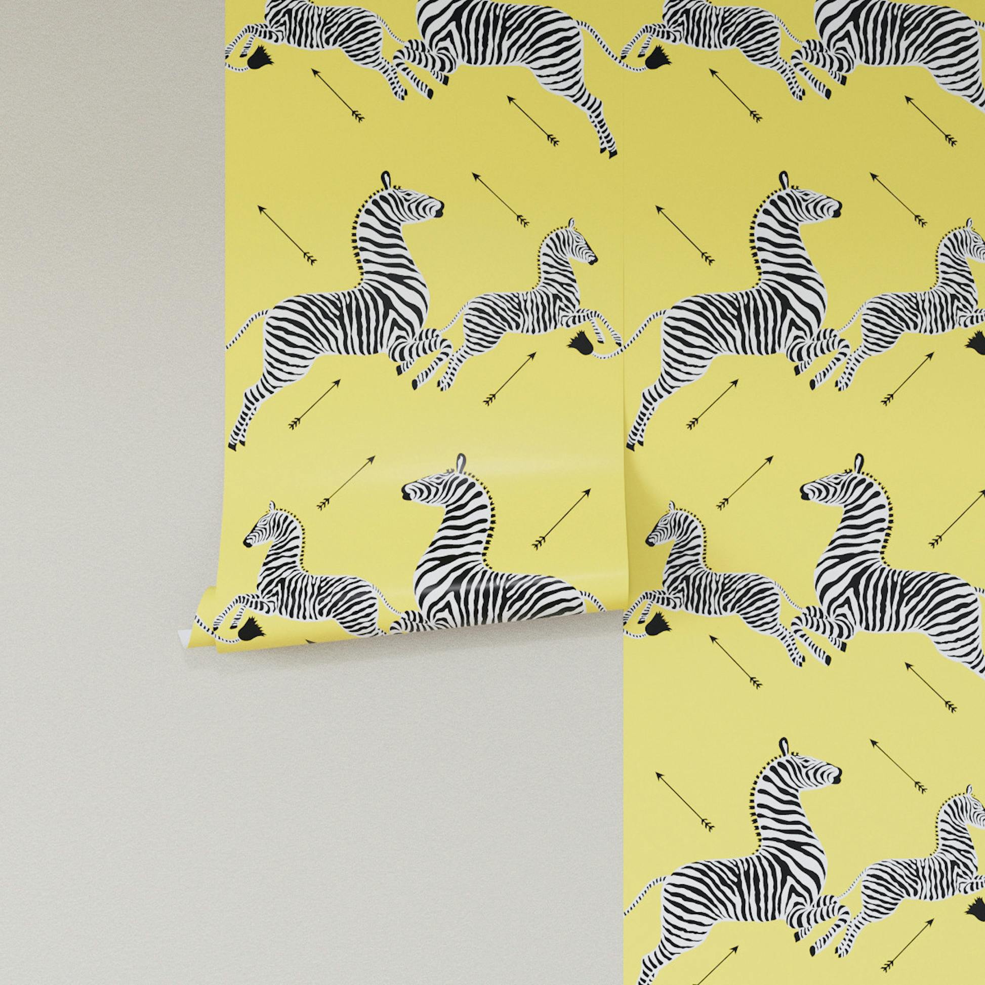 Yellow Zebra Upholstered Custom Peel and Stick Wallpaper Roll The Inside Furniture