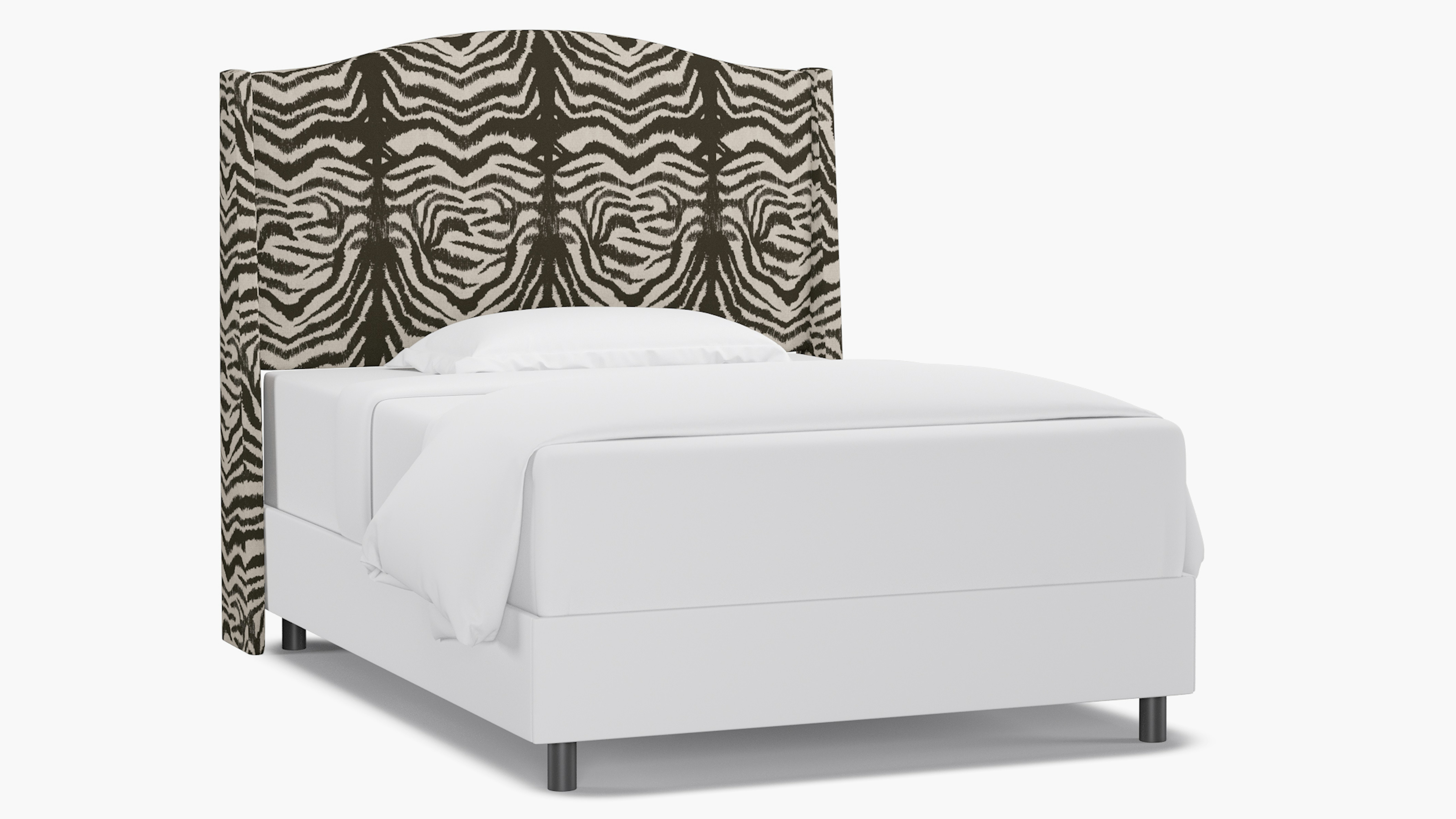 Zebra Upholstered Custom Classic Wingback Headboard Full The Inside