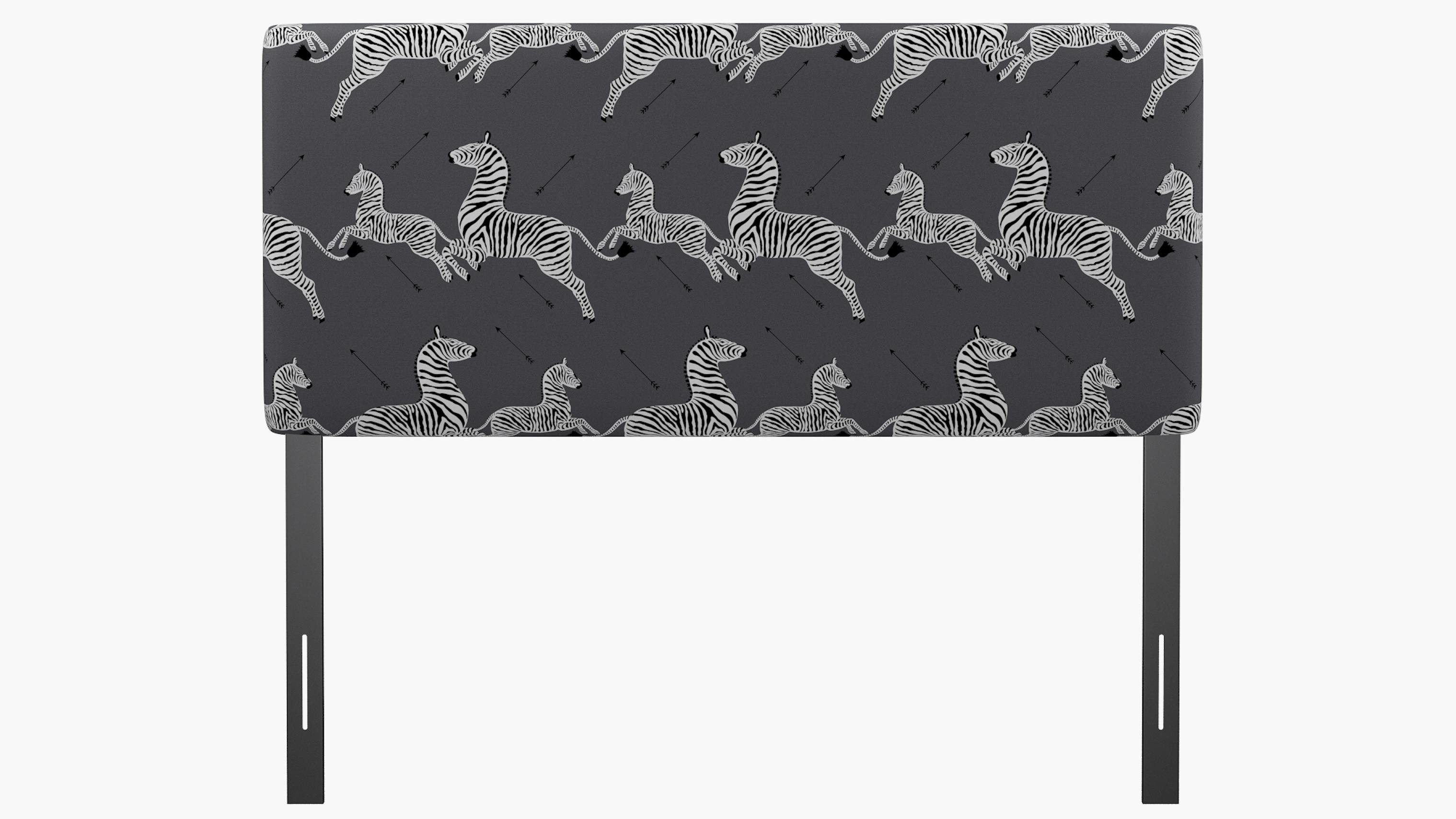 Slate Zebra Upholstered Custom Square Back Headboard Queen The