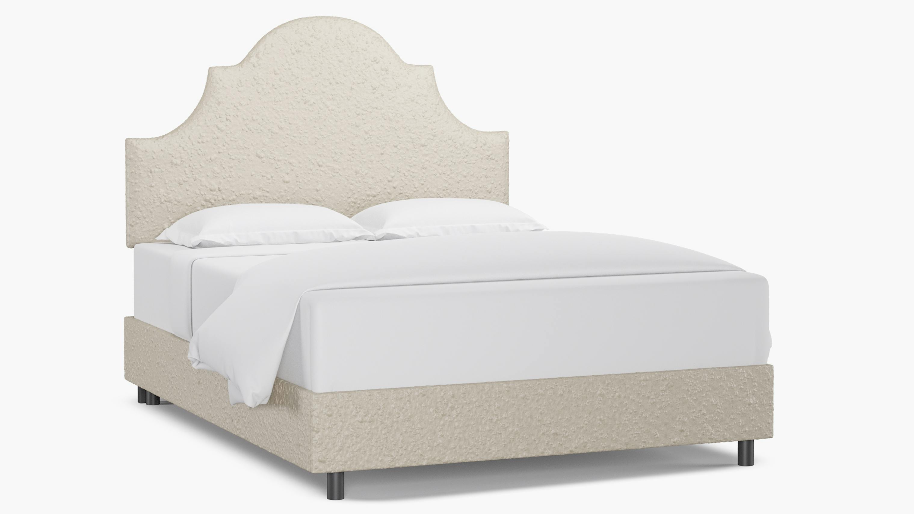 Snow Bouclé Upholstered Custom Regency Bed | Queen | The Inside Furniture
