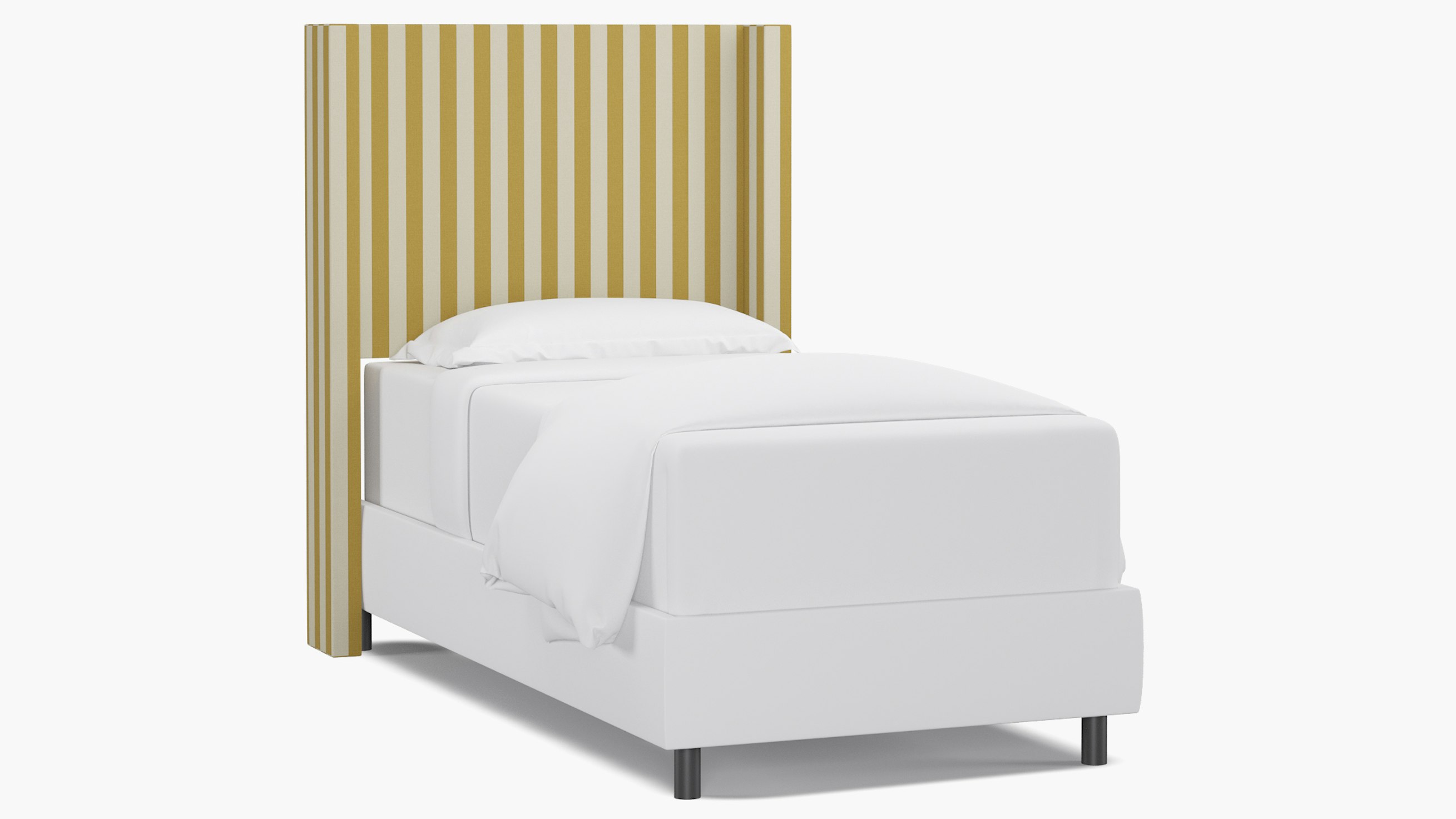 Citrine Cabana Stripe Upholstered Custom Modern Wingback Headboard
