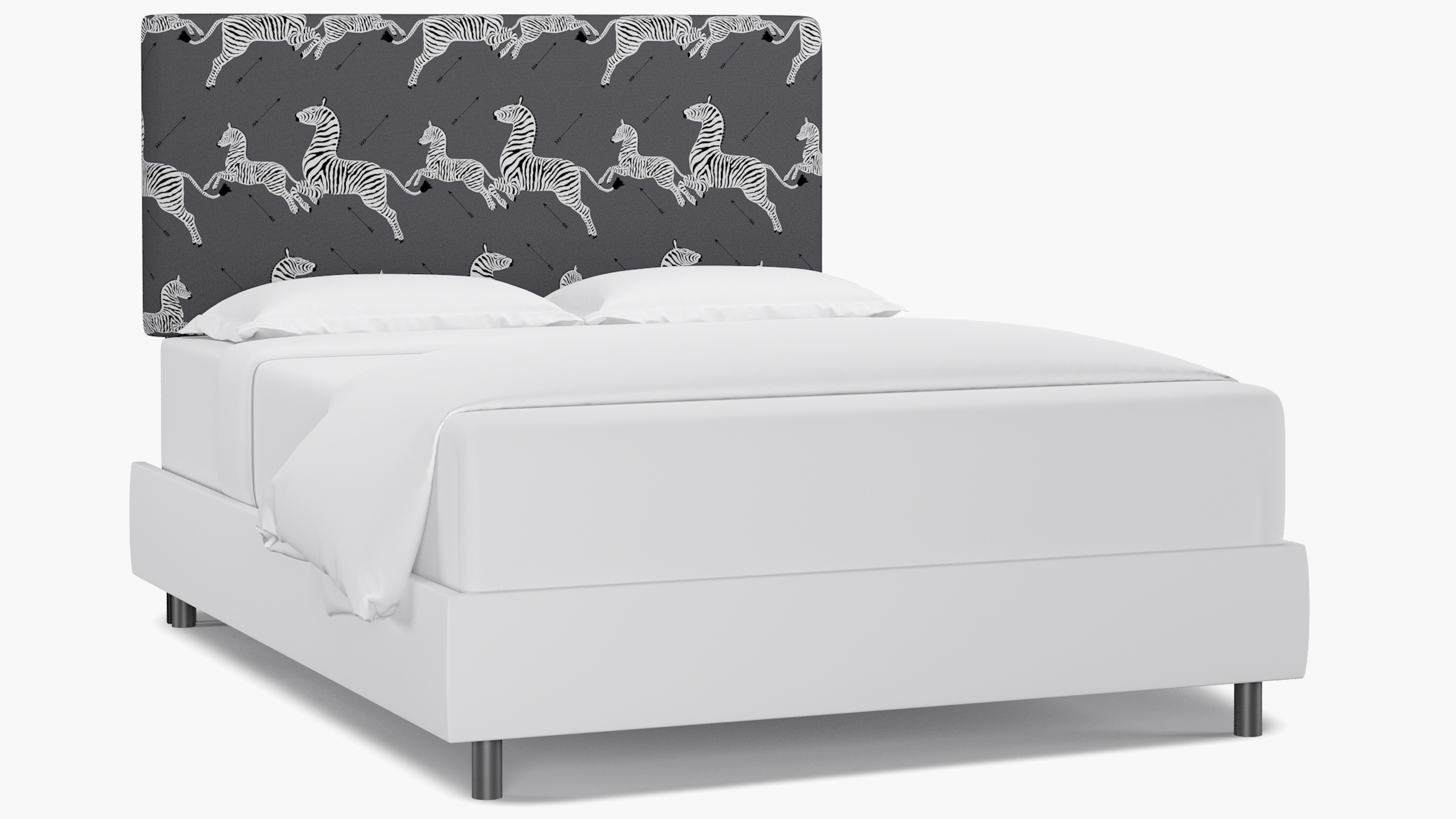 Slate Zebra Upholstered Custom Square Back Headboard Queen The