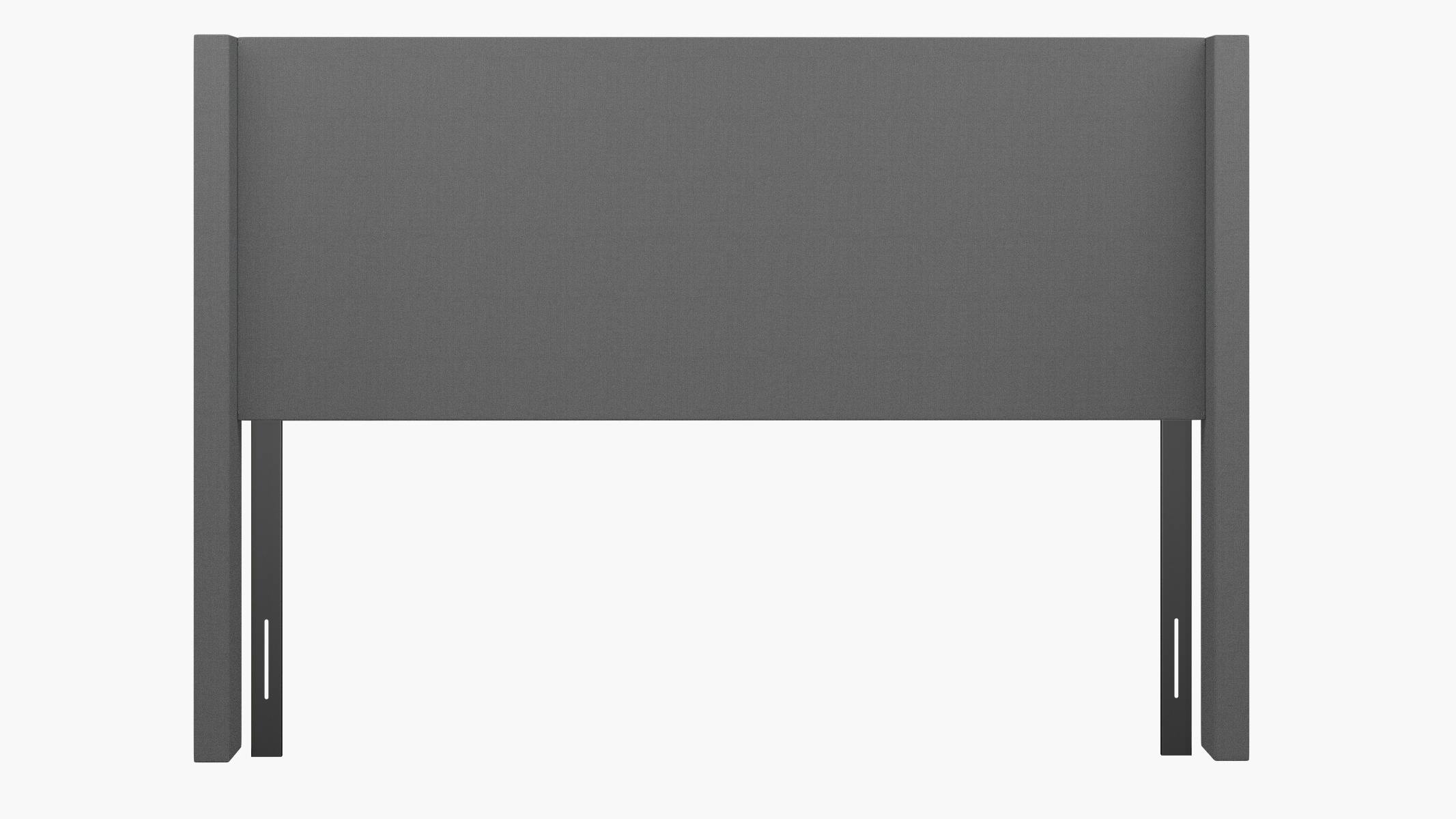 Grey Linen Upholstered Custom Modern Wingback Headboard King The