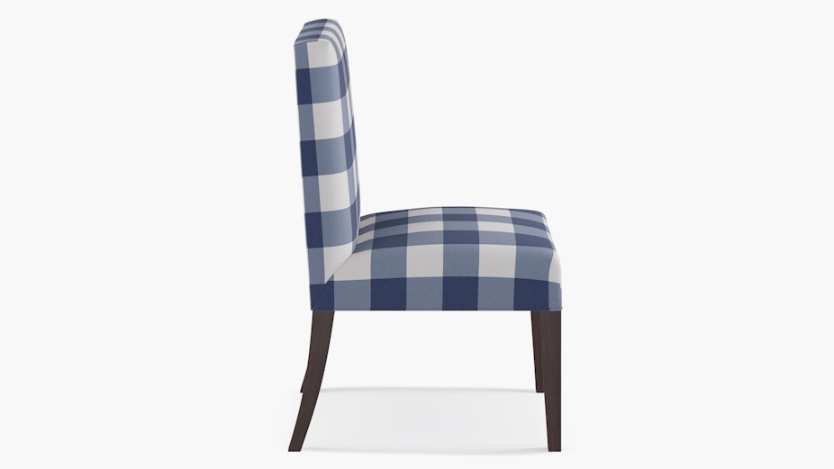 French Blue Check Upholstered Custom Classic Dining Chair The Inside