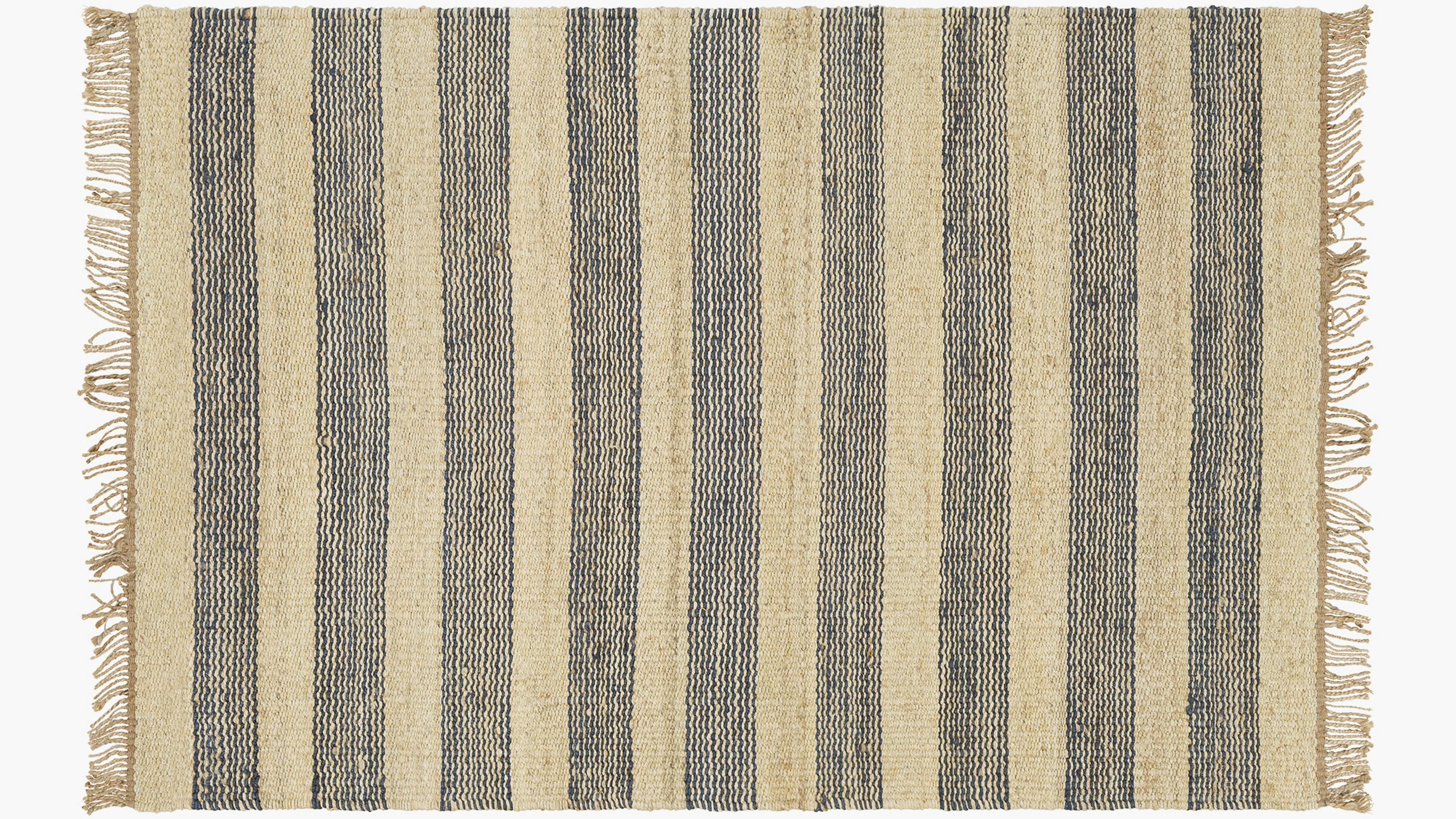 Navy Wide Stripe Jute Wide Stripe Jute Rug 8' x 10' The Inside