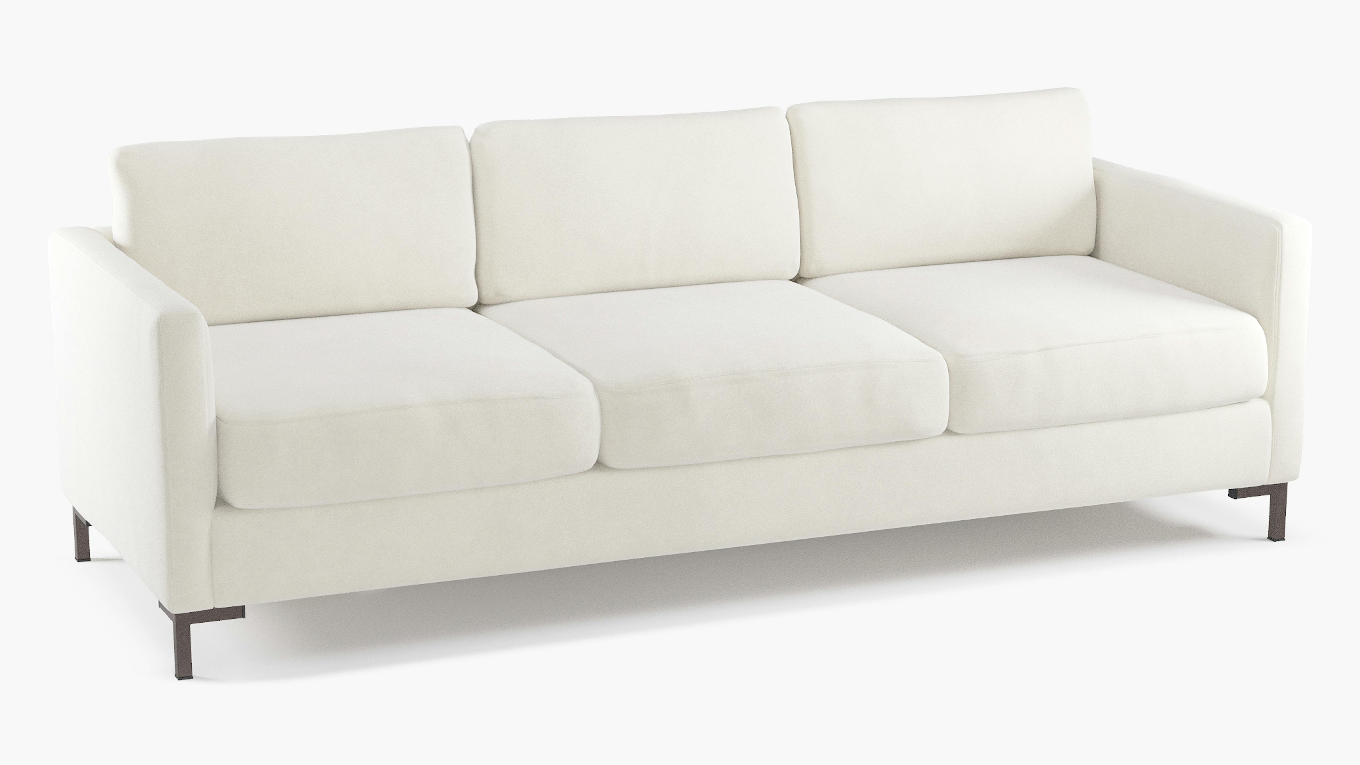 White Velvet Upholstered Custom Modern Sofa | The Inside Furniture
