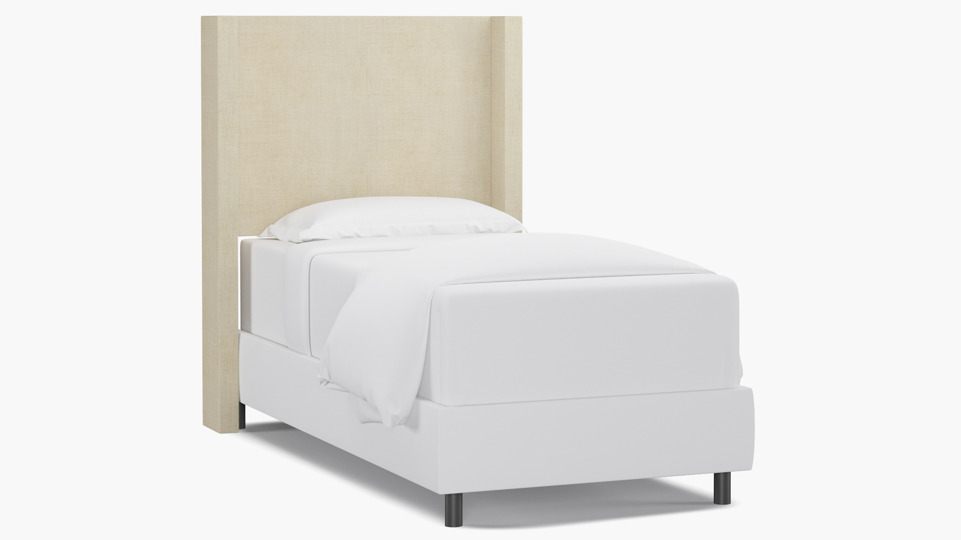 Talc Linen Upholstered Custom Modern Wingback Headboard Twin The