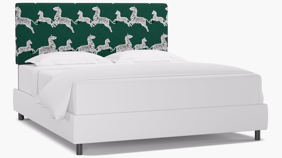 Emerald Zebra Upholstered Custom Square Back Headboard California